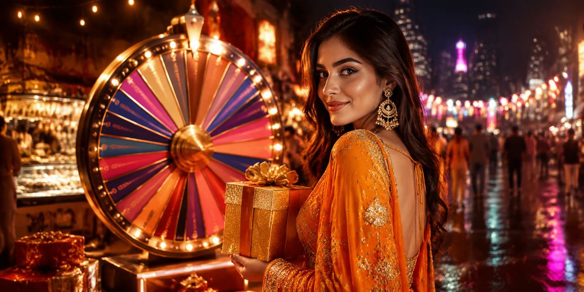 Vibrant night market with roulette game in Mumbai